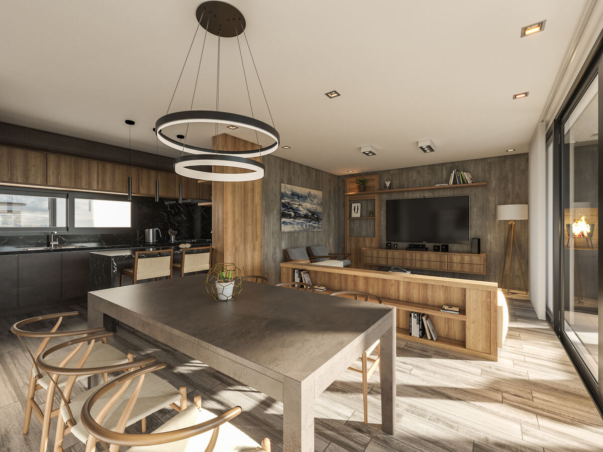 Comedor amplio con cocina abierta