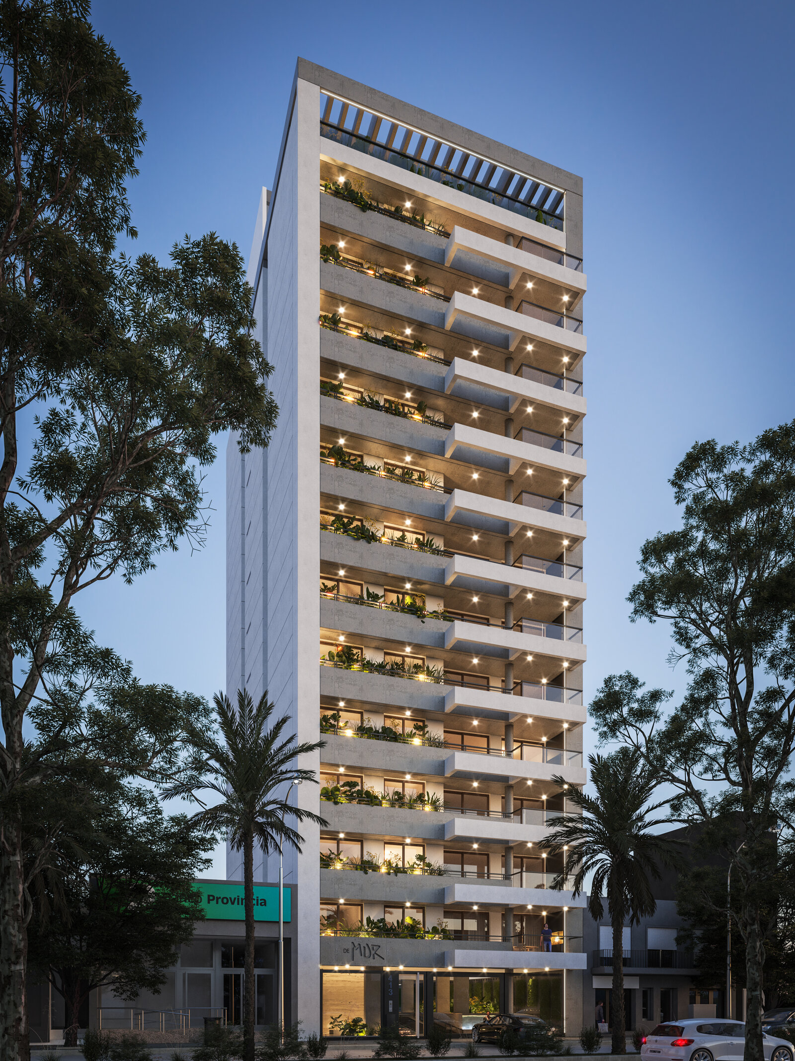Edificio TAO al atardecer · Av. 13 entre 40 y 41, La Plata